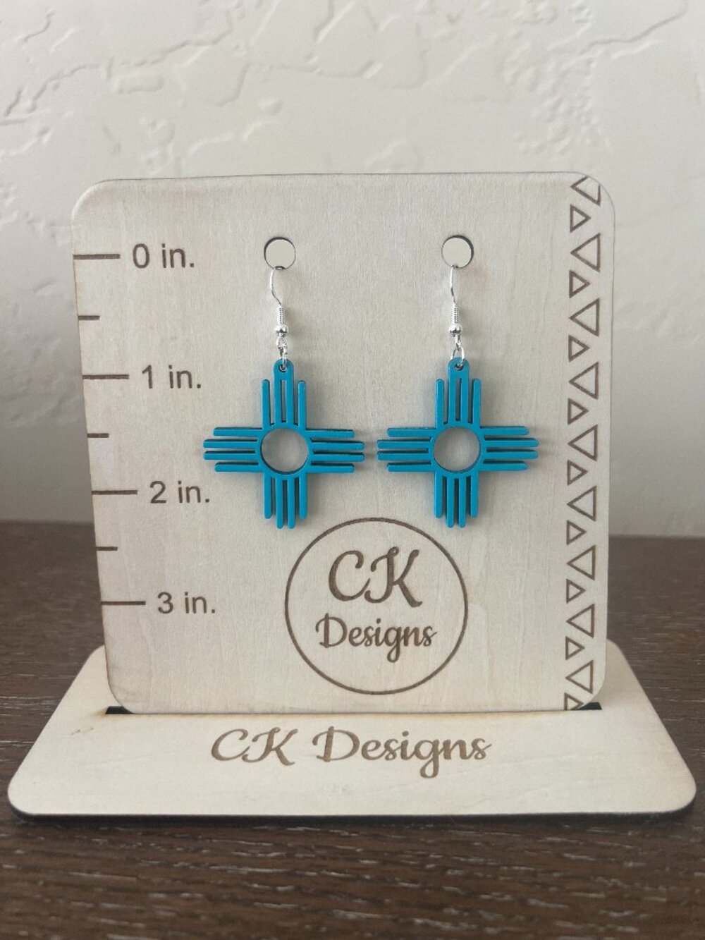 Turquoise Painted Zia Earrings